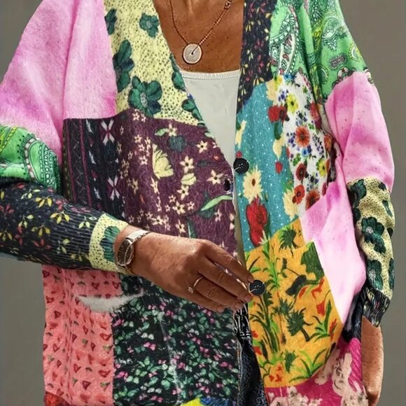 BOUTIQUE Sweaters - ***NEW STYLE***PATCHWORK OVERSIZED CARDIGAN SWEATER